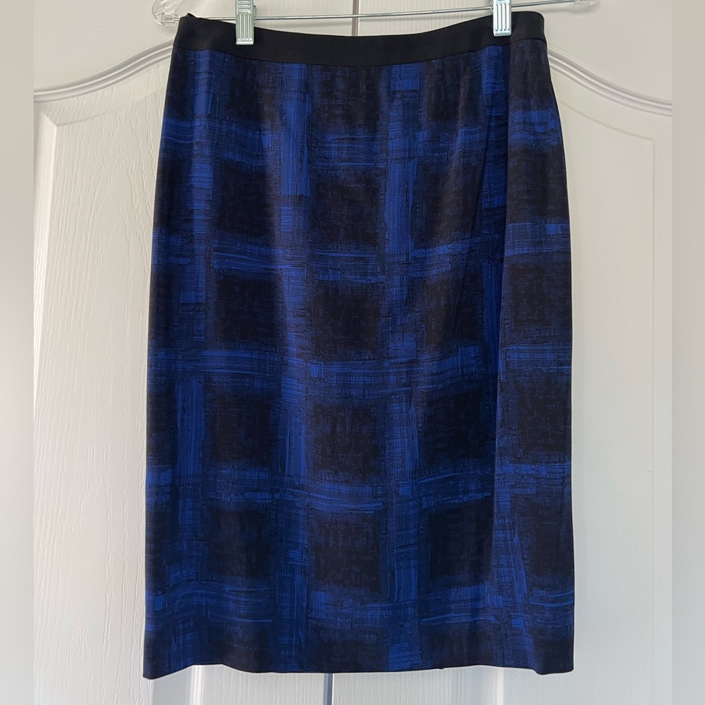 BOSS Hugo Boss Pencil Skirt Black with Blue Squares Size 0